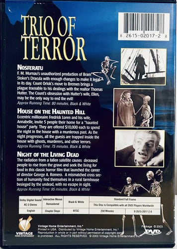 Trio of Terror (DVD, 2003) Collectors Edition Vincent Price, 3 Films Horror B&W image 2