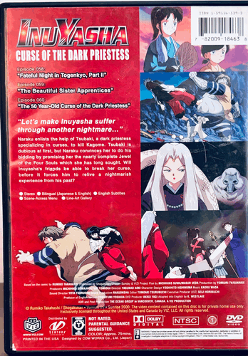 InuYasha - Vol. 20: Curse Of The Dark Priestess (DVD 2004) JP/EN Anime w/ Insert image 1
