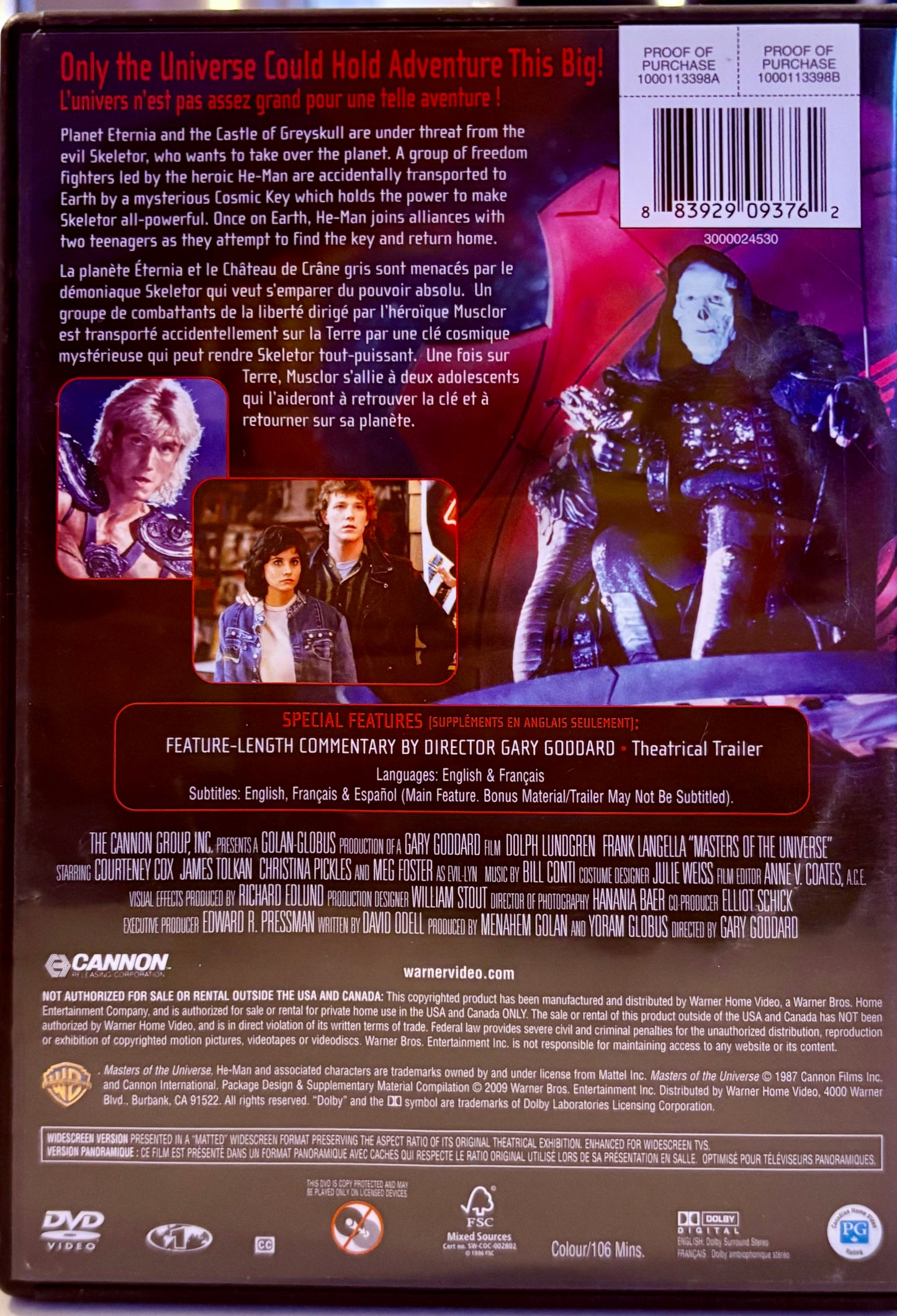 Masters of the Universe (DVD, 1987) Dolph Lundgren Live Action Warner Bros En/Fr