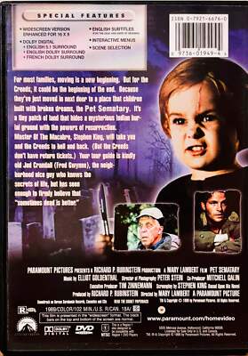 Stephen's King's Pet Sematary (DVD, 2000) Paramount Horror EN/FR 1989 image 1