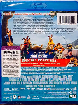 Peter Rabbit (Blu-ray Disc / DVD, 2018) Adventure/Family Sony En/Fr Brand NEW*BD image 2
