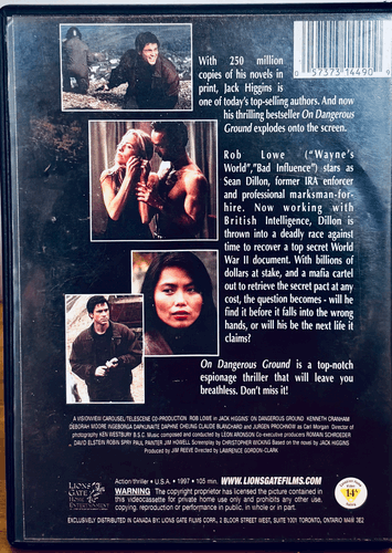 On Dangerous Ground (DVD 1996) Rob Lowe TV Movie Action/Thriller OOP image 1