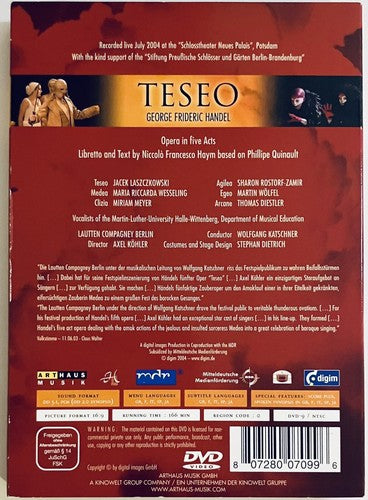 HANDEL Teseo (DVD, 2005) w/ Slipcover Wolfgang Katschner Baroque Opera *GR1 image 3