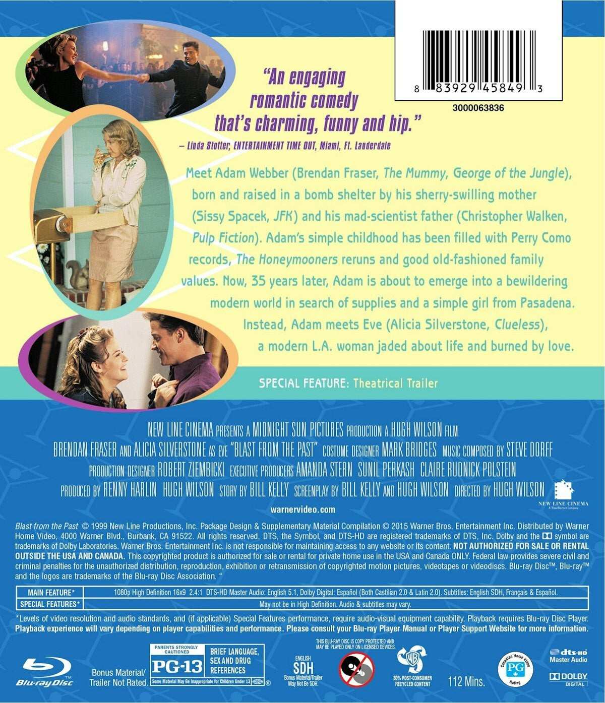 Blast from the Past (Blu-ray, 1999) Brendan Fraser Comedy/Drama En/Sp*BX1 image 1