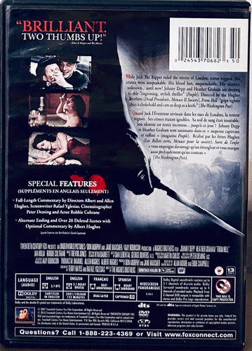 From Hell (DVD, 2001) Horror/Crime Widescreen Fox En/Fr/Sp*MA1 image 1