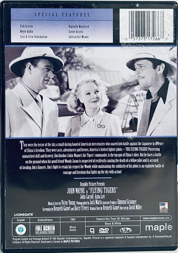 Flying Tigers (DVD, 2006) w/ Insert John Wayne Collection 1942 Action / Drama image 1