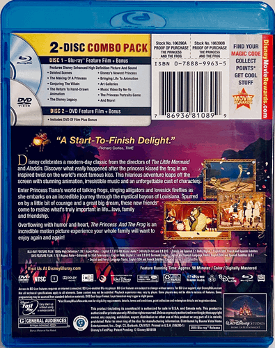The Princess and the Frog (Blu-ray Only, 2009) Animation/Musical Disney En/Fr/Sp image 1