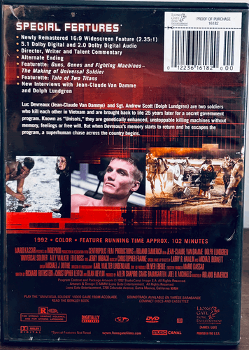 Universal Soldier (DVD, 1992) w/ Insert Action Van Damme Lionsgate OOP*MA1 image 2