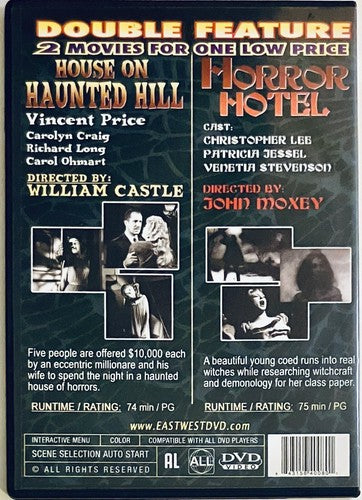 Horror Double Feature (DVD) Hotel House & House On Haunted Hill - Slim Case*GR1 image 1