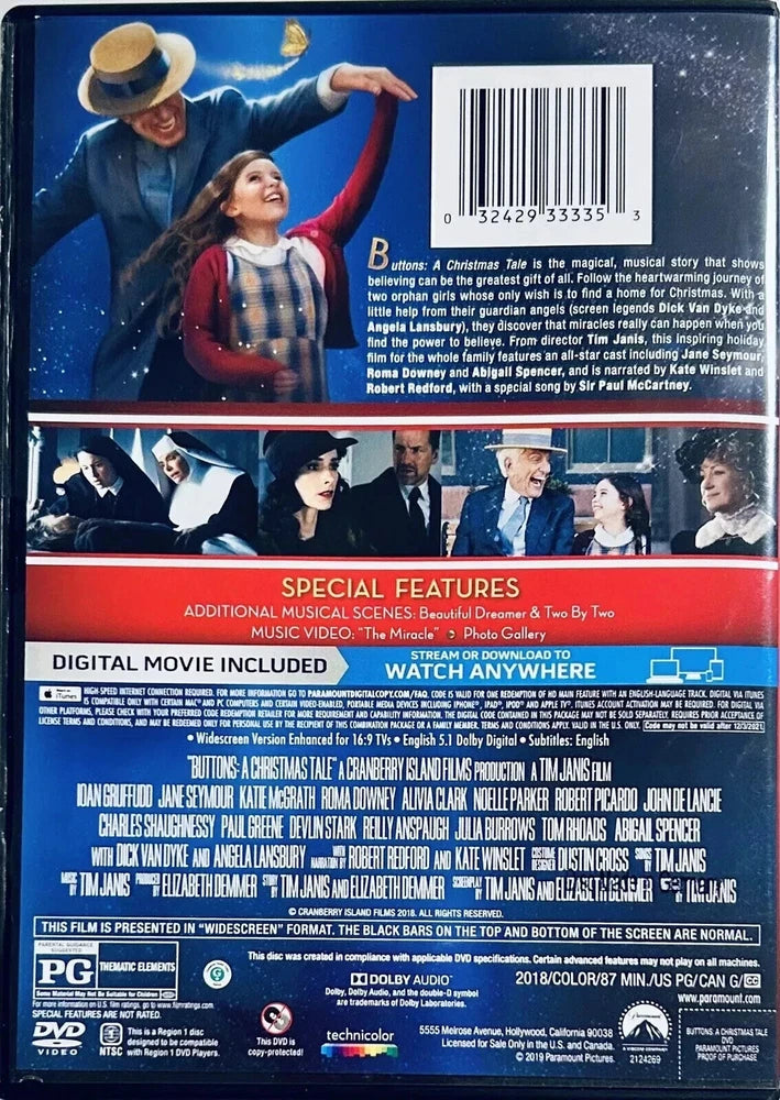 Buttons: A Christmas Tale (DVD 2018) Dick Van Dyke Angela Lansbury*GR1 image 1