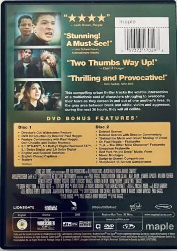 Crash (DVD, 2006) w/ Insert Director's Cut Drama Widescreen *GR3 image 1