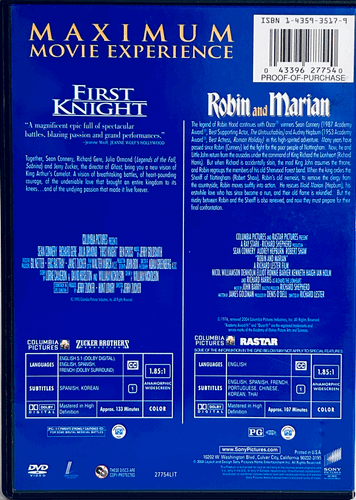First Knight/Robin and Marian (DVD, 2009) 2-Disc Set Sean Connery Sony *001 image 1