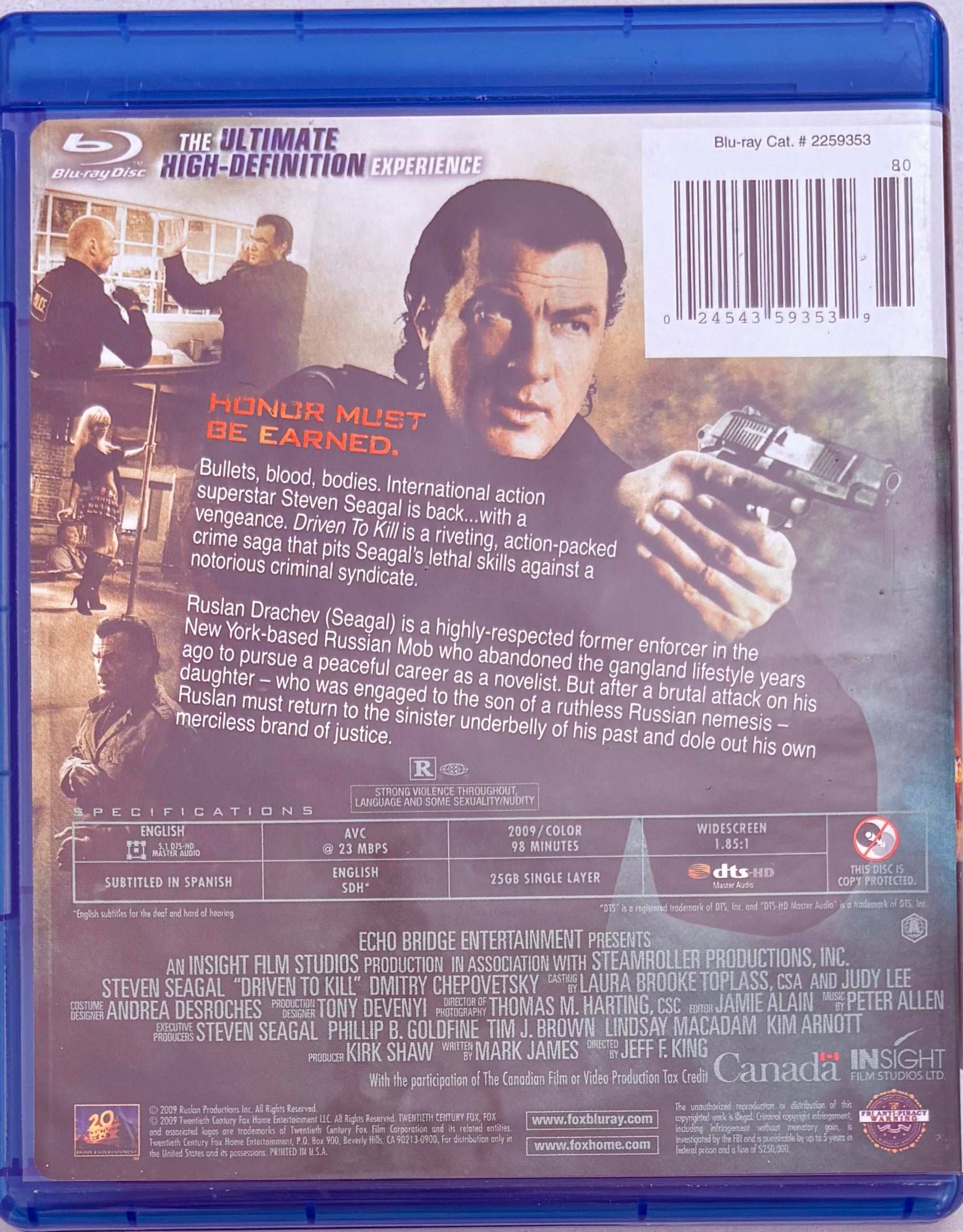 Driven to Kill (Blu-ray, 2009) Action Steven Seagal Fox