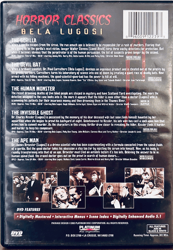 Horror Classic Volume 1 "Bela Lugosi" (DVD 2003) 5 Movies B&W*MA1 image 1