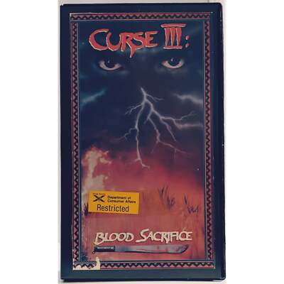 Curse III 3 Blood Sacrifice (VHS 1990 ) Cult Horror Movie Black Clam Shell Case image 0