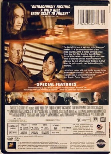 Die Hard 4: Live Free or Die Hard (DVD 2007) En/Fr/Sp Bruce Willis w/ Insert*GR1 image 1
