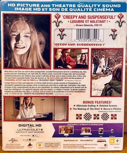 The Visit (Blu-ray ONLY, 2016) w/ Slipcover Horror Shyamalan *GR1 image 1