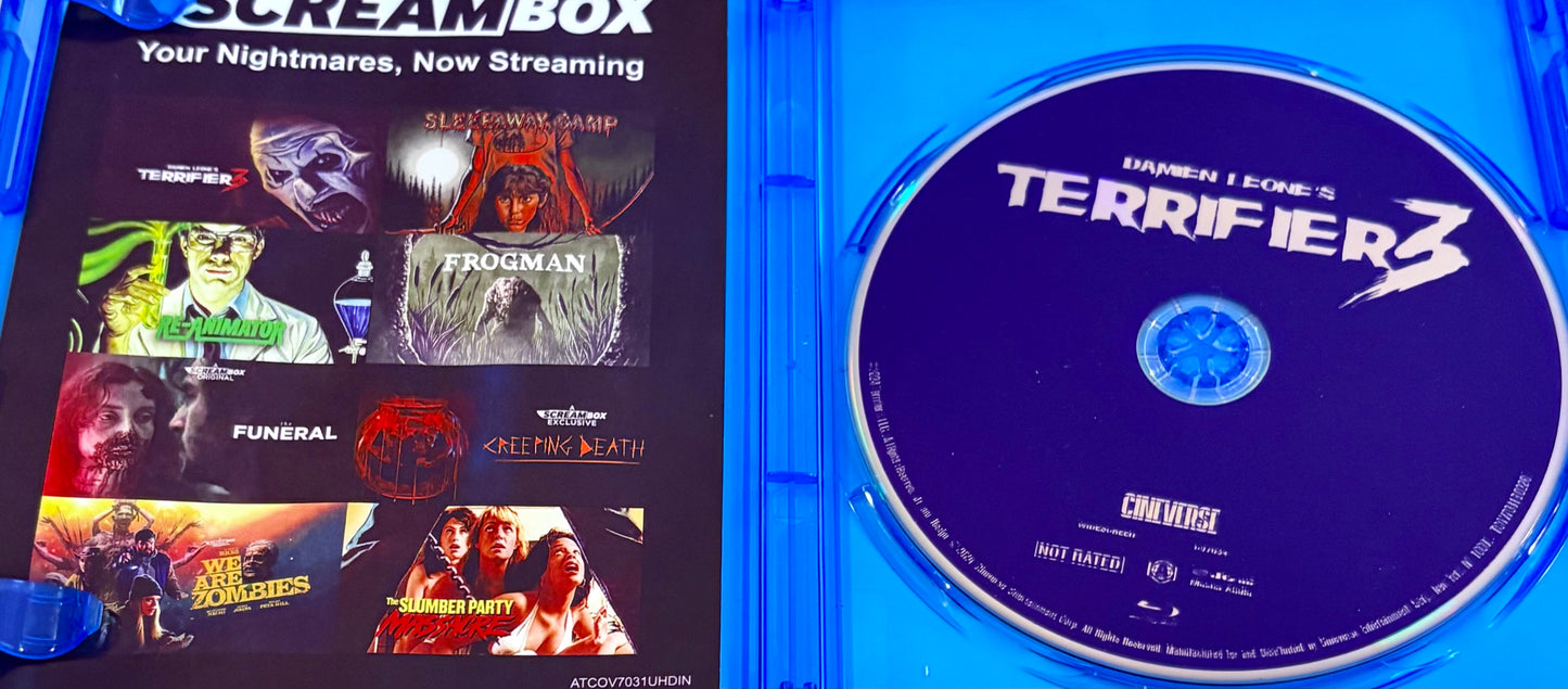Damien Leone's Terrifier 3 (Blu-ray, 2024) Collector’s Edition w/ Slipcover Christmas Horror/Slasher