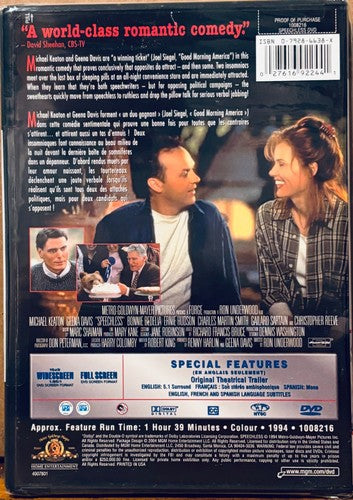 Speechless (DVD, 2008) MGM En/Fr/Sp 1994 Romance/Comedy Brand NEW image 1