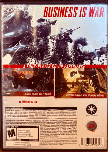 Syndicate (PC DVD-ROM, 2012) w/ Serial Number Sci-Fi/Action Game EA *NW1 image 1