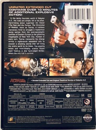 Babylon A.D. Raw and Uncut (DVD 2008) Sci-Fi Bilingual Vin Diesel *N23 image 1