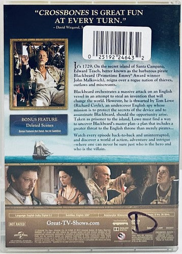Crossbones: Season One (DVD 2014) 2-Disc Set John Malkovich Action Adventure*GR1 image 1