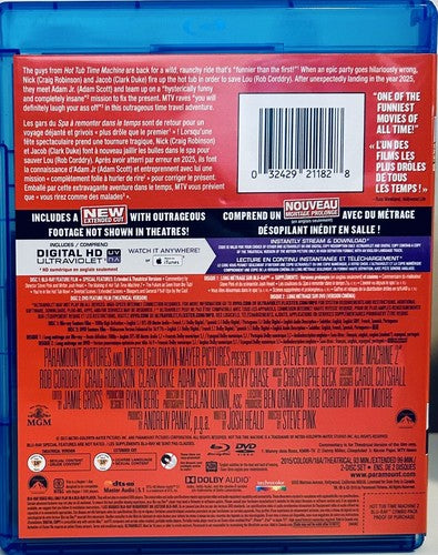 Hot Tub Time Machine 2 (Blu-ray/DVD, 2015) Comedy/Sci-fi  2-Disc Set En/Fr *GR1 image 1