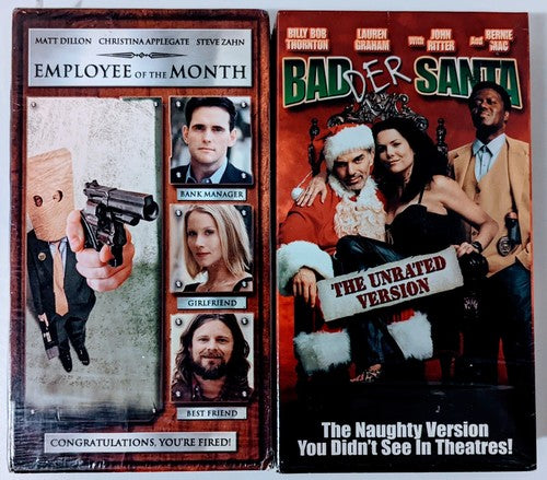Badder Bad Santa & Employee of the Month VHS RARE Late Release + VHS PROTECTORS image 0