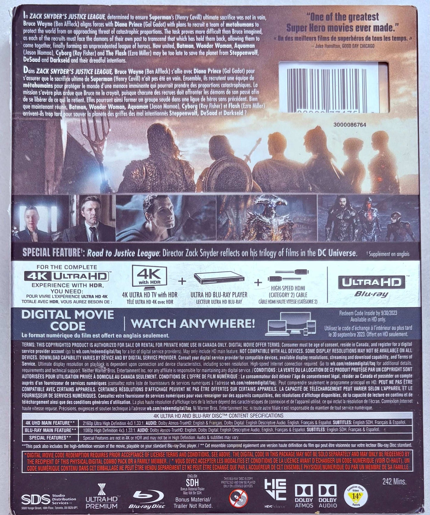 Zack Snyder's Justice League (4K-UHD) Superhero/Action w/ Slipcover