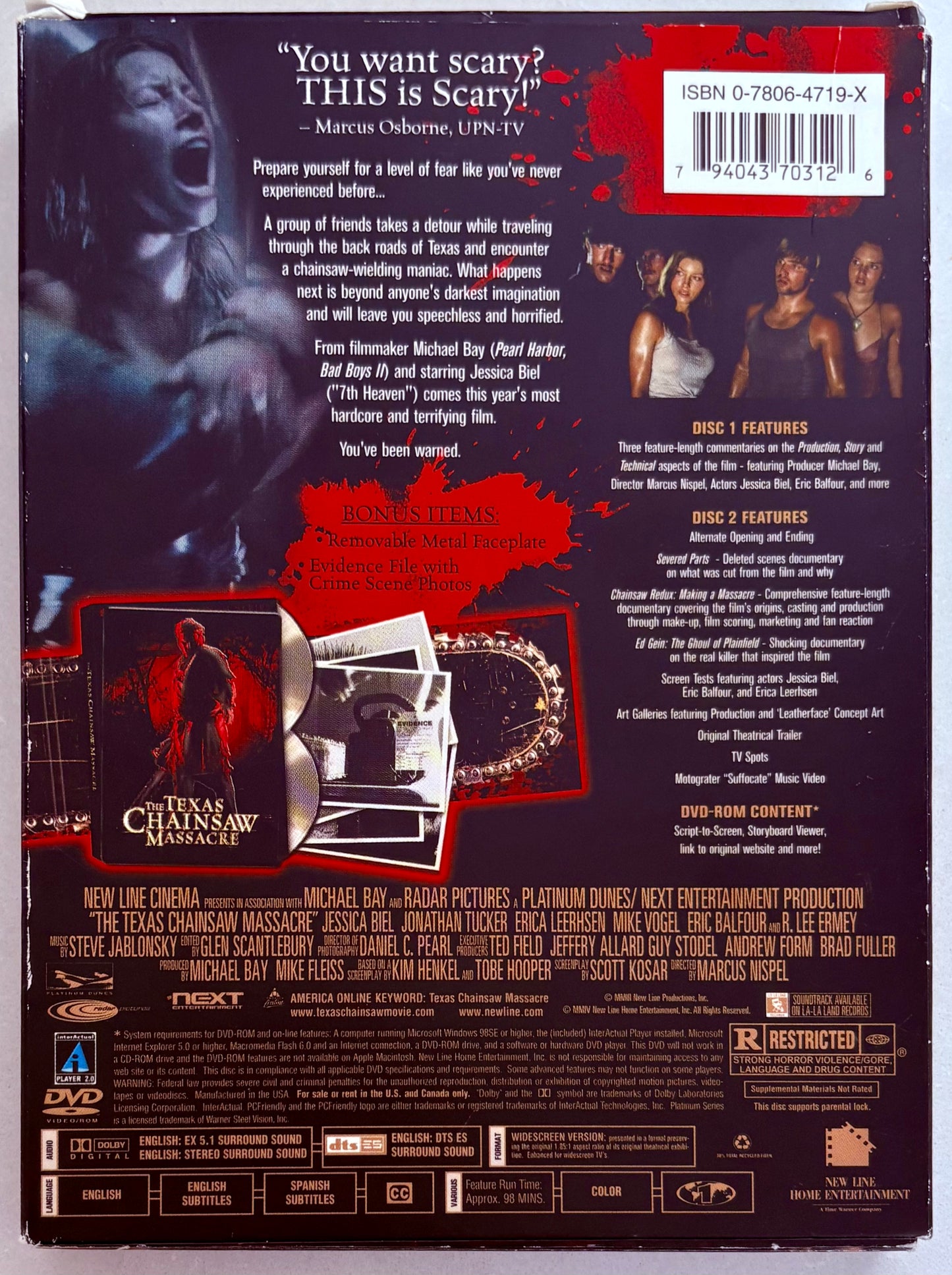 The Texas Chainsaw Massacre (DVD 2003) New Line Platinum Series Horror Jessica Biel OOP