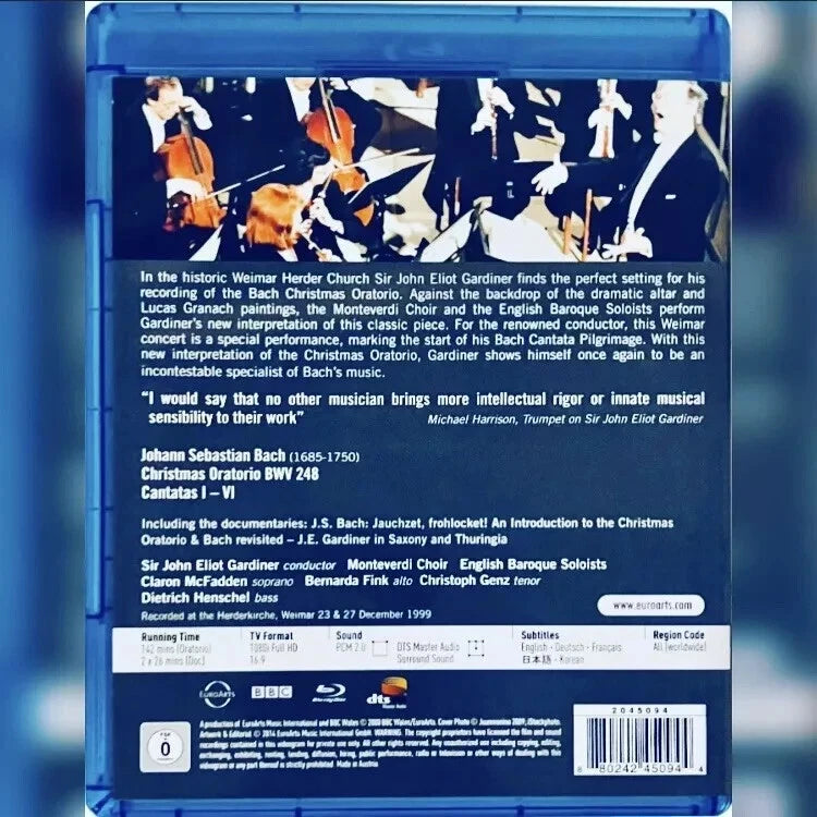Bach: Christmas Oratorio [Blu-ray, 2014] w/ Insert BBC EuroArts Region FREE image 1