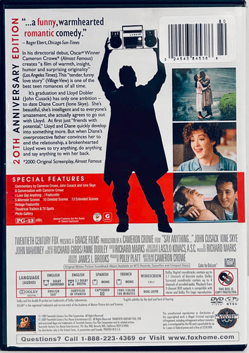 Say Anything 20th Anniversary (DVD 2009) Romance/Comedy 1989 John Cusack Fox image 1