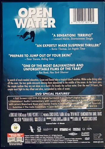 Open Water (DVD, 2004) Full Screen Horror Thriller Shark Lionsgate *NE1 image 1