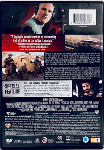 The 15:17 To Paris (DVD 2018) Widescreen Clint Eastwood Thriller/Biography En/Fr image 1