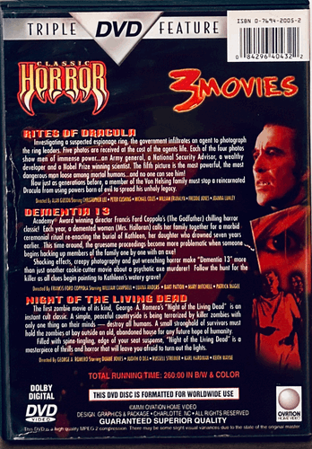 Classic Horror 3 Movies - Rites of Dracula / Dementia 13 / Night of… DVD *MA1 image 2