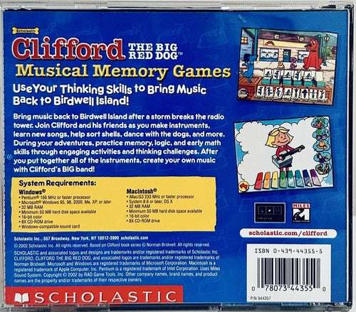 Scholastic Clifford The Big Red Dog Musical Memory Game (PC/Mac 2002) PBS*GR1 image 1